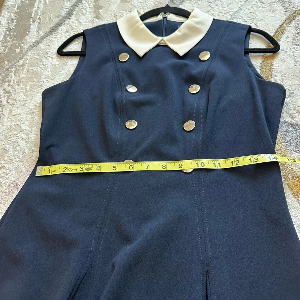 Tommy Hilfiger Black Dress with White Collar and Silver Buttons - Picture 4 of 7
